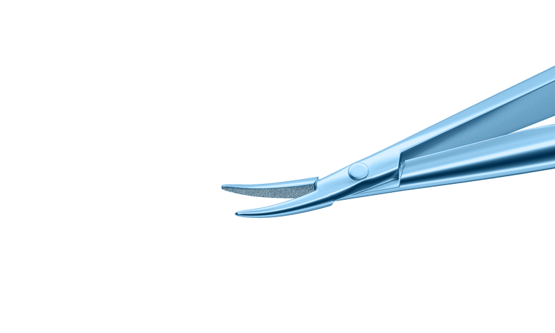 372R 8-070T Barraquer Needle Holder, 12.00 mm Fine Jaws, Curved, with Lock, Long Size, Length 125 mm, Titanium