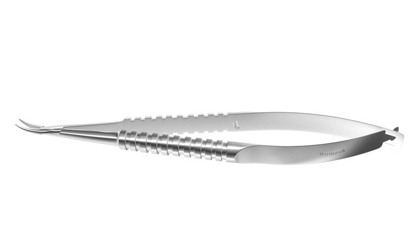 999R 8-071S Barraquer Needle Holder, 12.00 mm Fine Jaws, Curved, without Lock, Long Size, Length 125 mm, Stainless Steel
