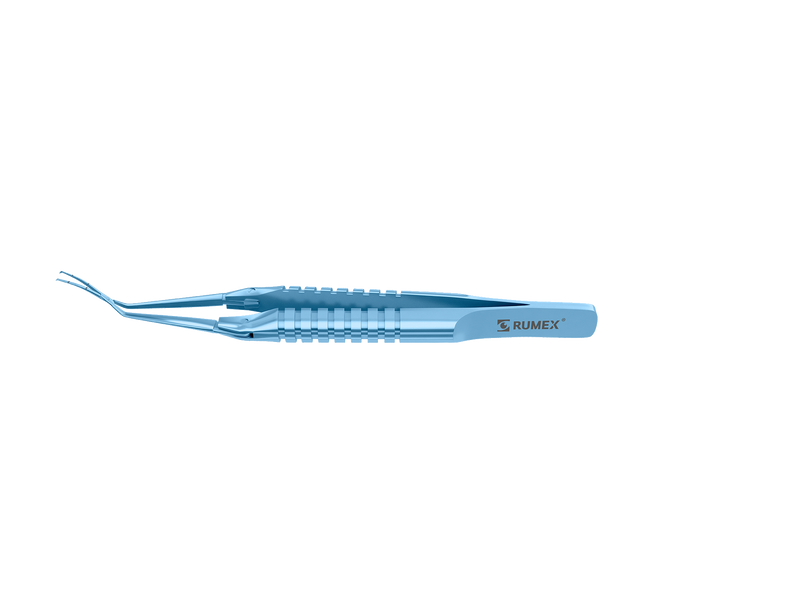 999R 4-03952/SRT Capsulorhexis Forceps with Scale (2.50/5.00 mm), Cross-Action, for 1.50 mm Incisions, Curved Titanium Jaws (8.50 mm), Long Lever (26.00 mm), Short (71 mm) Round Titanium Handle, Length 100 mm