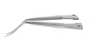 999R 4-03952/LF Capsulorhexis Forceps with Scale (2.50/5.00 mm), Cross-Action, for 1.50 mm Incisions, Curved Stainless Steel Jaws (8.50 mm), Long Lever (26.00 mm), Long (101 mm) Flat Titanium Handle, Length 130 mm