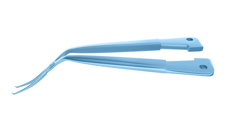 999R 4-03952/SFT Capsulorhexis Forceps with Scale (2.50/5.00 mm), Cross-Action, for 1.50 mm Incisions, Curved Titanium Jaws (8.50 mm), Long Lever (26.00 mm), Short (71 mm) Flat Titanium Handle, Length 100 mm