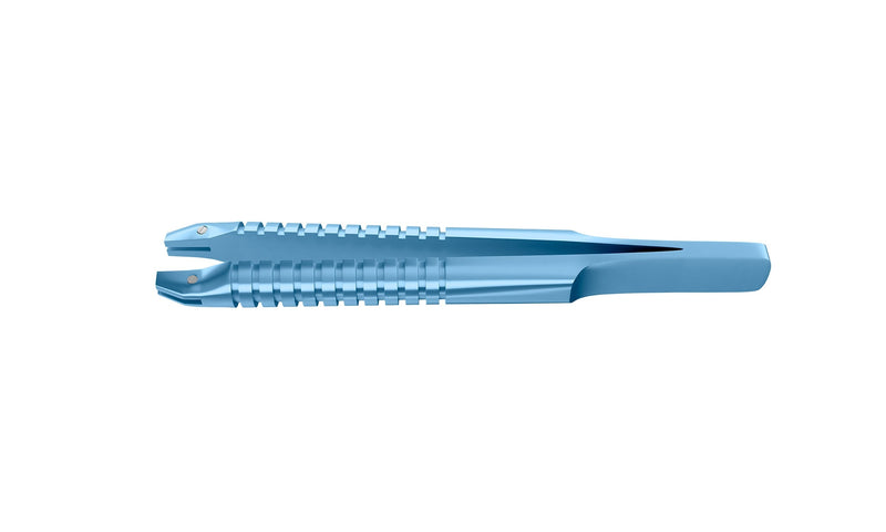 999R 4-03952/MRT Capsulorhexis Forceps with Scale (2.50/5.00 mm), Cross-Action, for 1.50 mm Incisions, Curved Titanium Jaws (8.50 mm), Long Lever (26.00 mm), Medium (91 mm) Round Titanium Handle, Length 120 mm